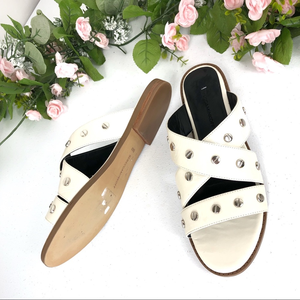 Rebecca Minkoff white slip on sandals size 8.5M - Picture 1 of 8